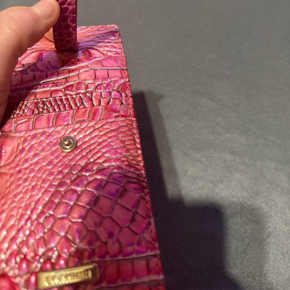 Brahmin Cupid Ombré Pink Metallic Croc-Embossed ID Card Holder Wallet - Picture 5 of 7